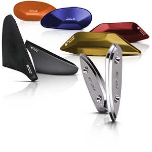 Caches rétroviseurs colorés pour motos, en aluminium noir, argent, rouge, doré, bleu et orange.